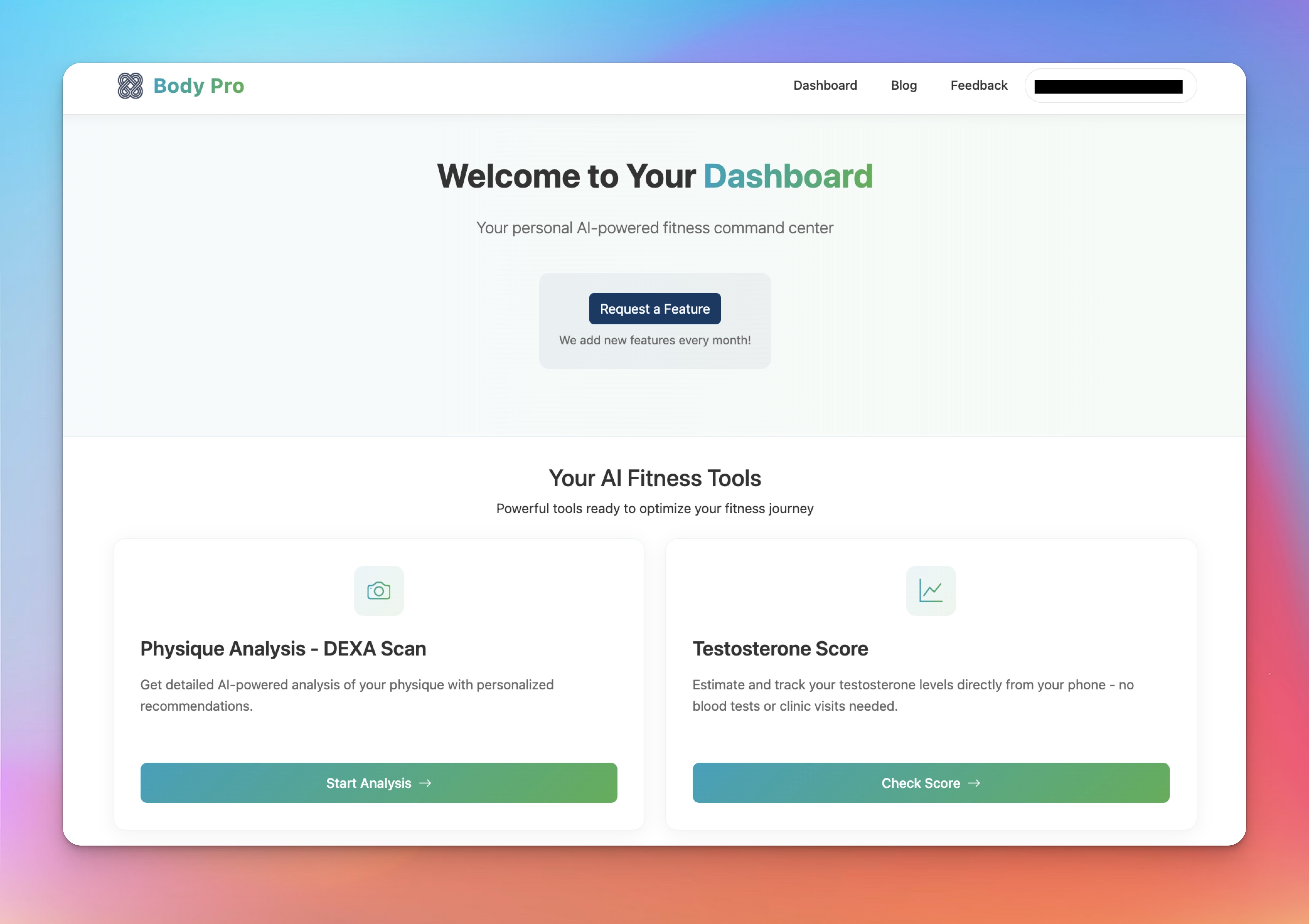 BodyScore AI Testosterone Test App Interface
