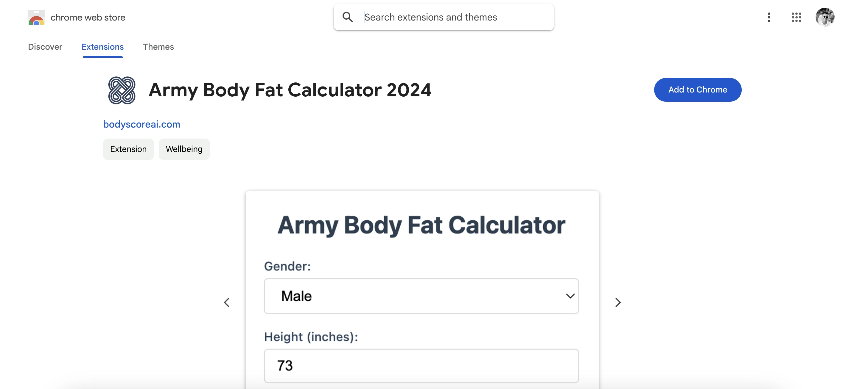 Army Body Fat Calculator Chrome Extension